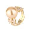 4 Jewelry Copper Platinum Plated Row Ring Pearl Temperament Light Luxury Women'S Ring 14Mm