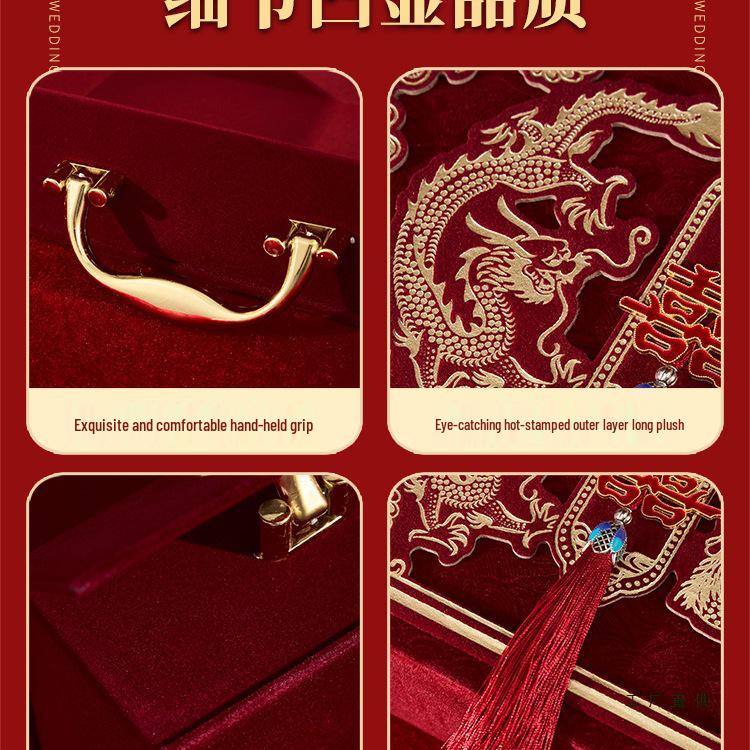 Velvet Engagement Gift Box for Wedding Proposals and Dowry, Holds Up to 200,000 Cash