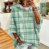 Women's Fashion Printed Loose Fit Hoodie with Three-Quarter Sleeves for Casual Everyday Wear