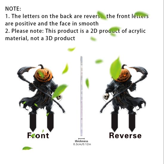 Halloween Garden Stake 2D Flat Pumpkin Man Decoration Outdoor Skeleton Decorative Stake for Lawn Yard Patio Decor