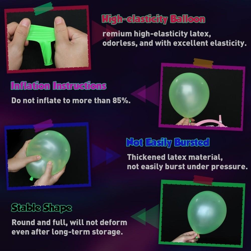 100Pcs Matte Neon Balloons Decorative UV Balloons Party Supplies Luminous Balloons Party