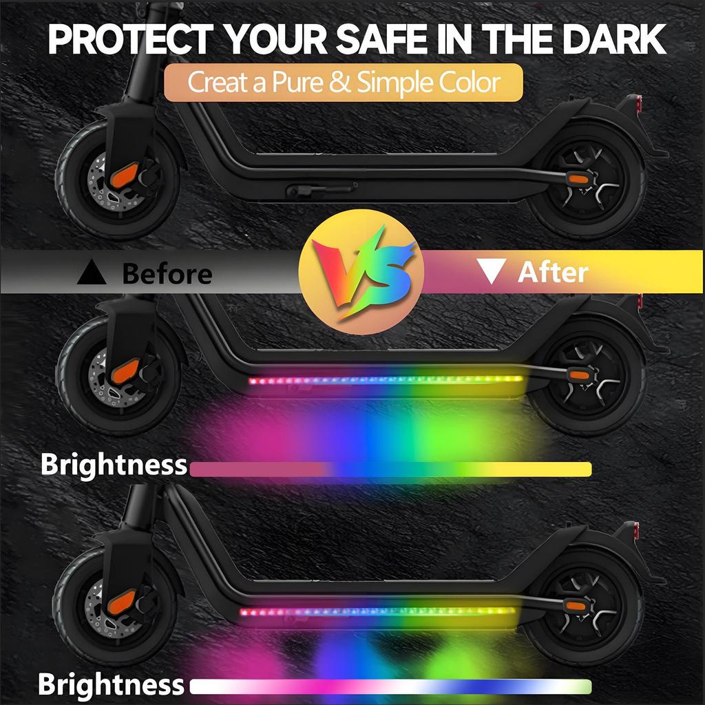 Waterproof 7-Color Scooter Light Strip with Self-Adhesive Backing, RGB Dream Color, 5V Running Horse Effect.