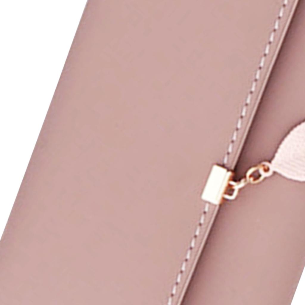Women Wallet Long Wallet Trifold PU Large Capacity with Leaf Pendant Portable Card Holder Wallet
