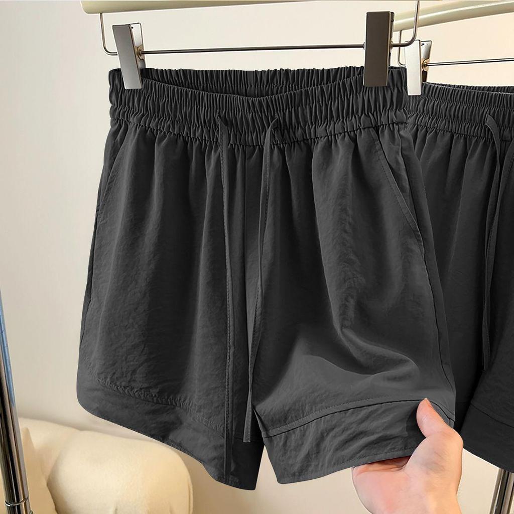 Versatile Korean Style YAMAMOTO High-Waisted Quick-Drying Sports Shorts - Breathable Ice Silk with Drawstring