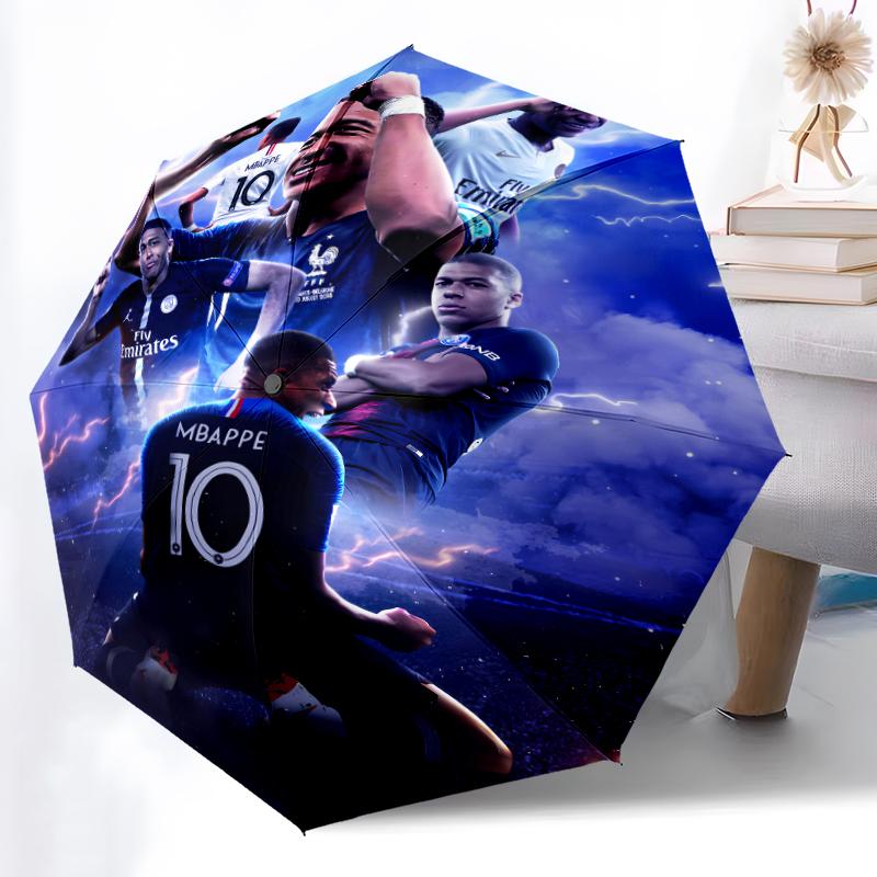 Printed Kylian Mbappé Printed Folding Umbrella,Outdoor,Leisure,And Travel Umbrella,Durable Umbrella Fabric,Birthday And Holiday Gift