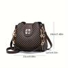 Stylish Geometric Pattern PU Crossbody Bag | Women's Chic Bucket Bag with Flower Buckle & Retro Chain
