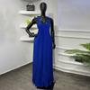 Women's Clothing, Spring New Temperament Three-dimensional Flower Shoulder Strap Solid Color Pleated Backless Suspender Dress