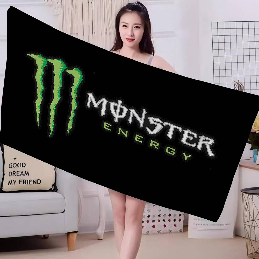 M-MonsterS LOGO Energy Microfiber Blanket Quick Drying Beach Towels Oversized Printing Super Absorbent Pool Towel Blanket