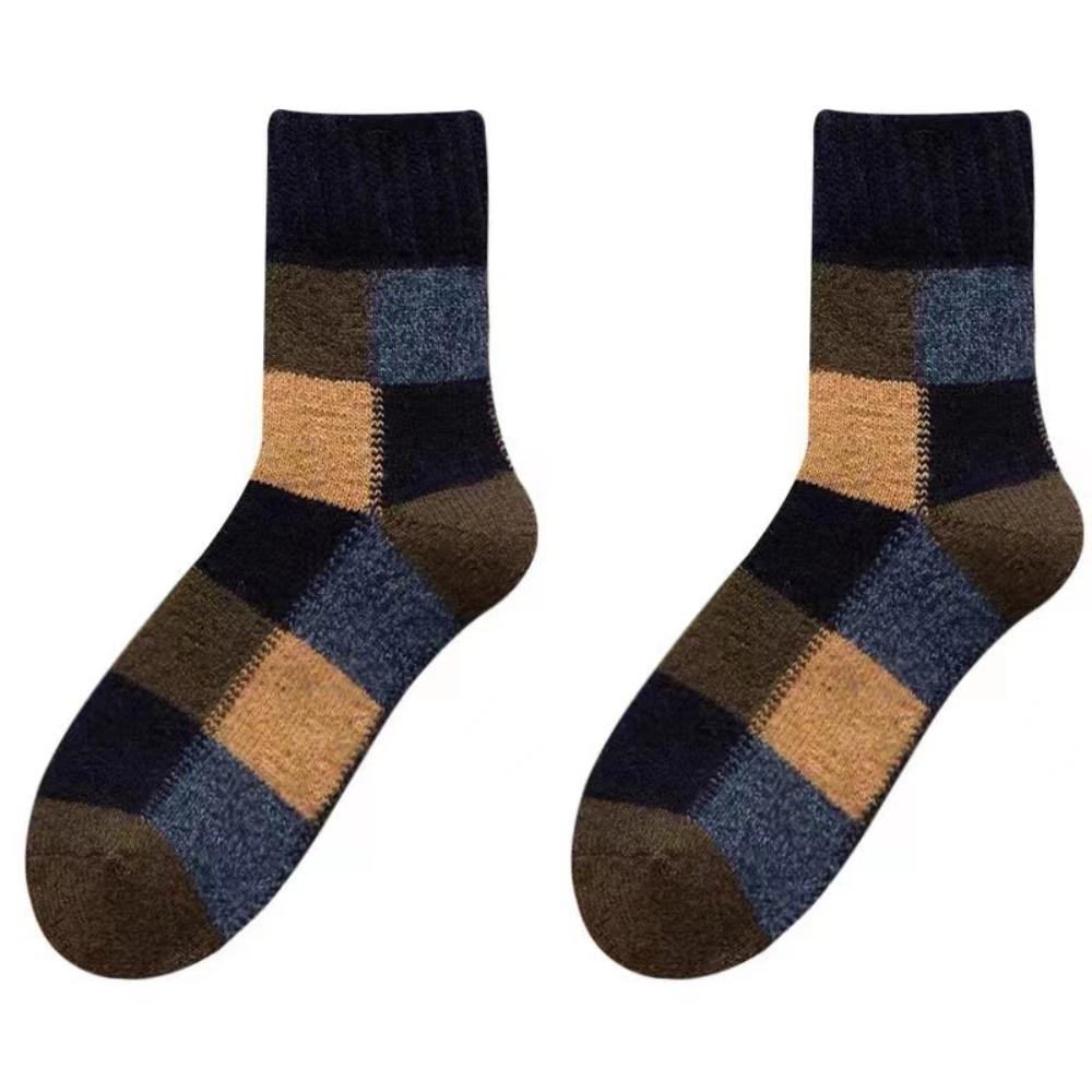 Fashion Thickened Warm Winter Socks Breathable Colorblock Warm Wool Socks Soft Comfortable Home Socks Unisex