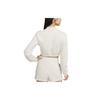 Nike Solid Logo Mock Neck Long Sleeve Cropped Top Women Tops Beige FN2477-104