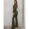 Temperament Solid Long sleeve Slim fit Sexy Backless Micro-Pull Jumpsuit Long Sleeved Sexy Jumpsuit