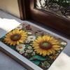1pc Sunflower Daisy Butterfly Floor Mat, Polyester Fabric, Machine Washable, Suitable for Bedroom, Living Room Decoration