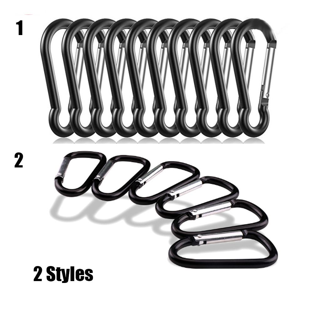 Equipment Black-color Aluminium Climbing Button Camping Hiking Hook Buckle Keychain Alloy Carabiner