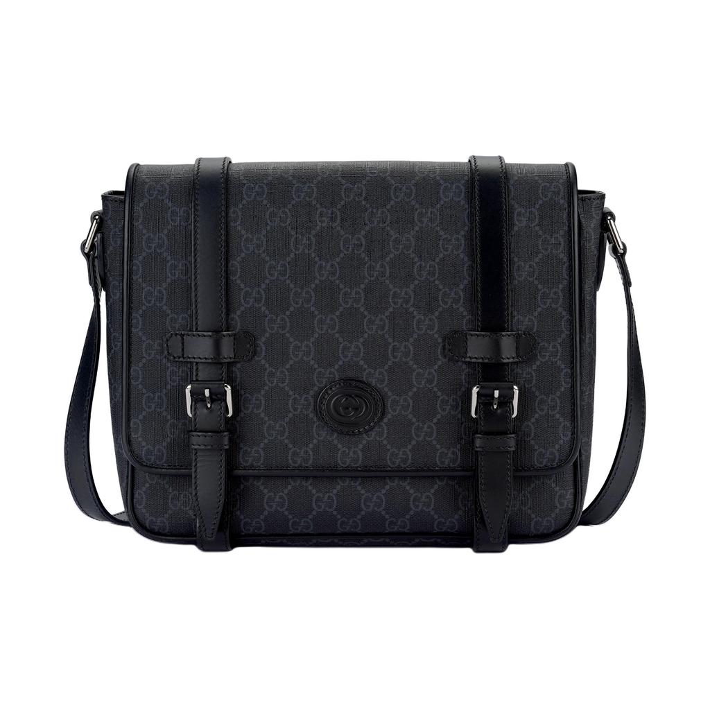 Gucci Bolso Bandolera Mensajero de Lona con Monograma GG en Negro Para Hombres Uso Diario