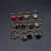 10Pcs, Reiki Healing Natural Stone Crystal Opening Ring, Boho Handmade Hexagonal Adjustable Rings for Women Men Everyday Wear Jewelry, Holiday Gifts