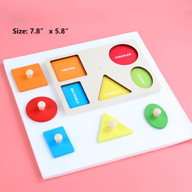 Dřevěná Montessori geometrická vkládačka s kolíčky, Senzorická hračka pro rané vzdělávání batolat, Hračky na třídění tvarů a barev pro miminka