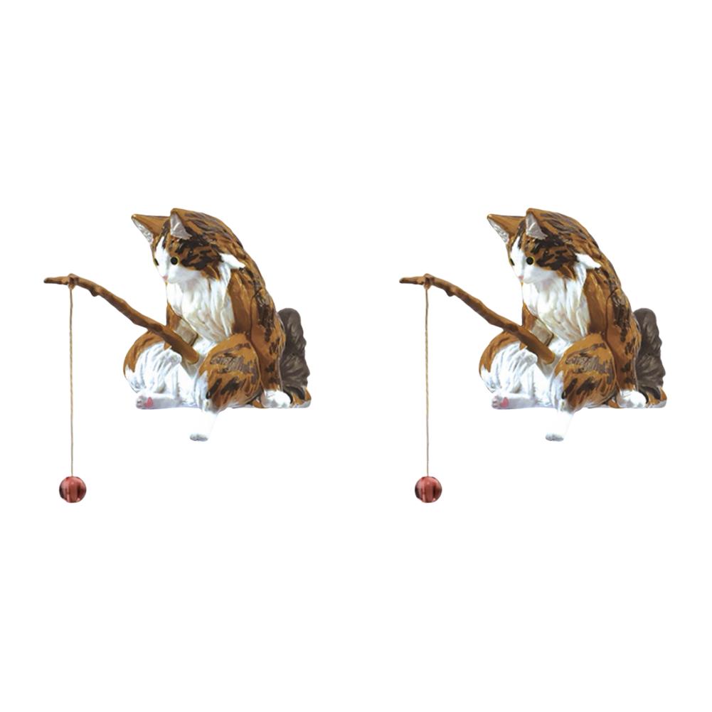 1-5pcs Fishing Cat Ornaments Sitting Fishing Little Cat Statue Fish Landscaping Cartoon Figurine Water Tank Aquarium Decorations