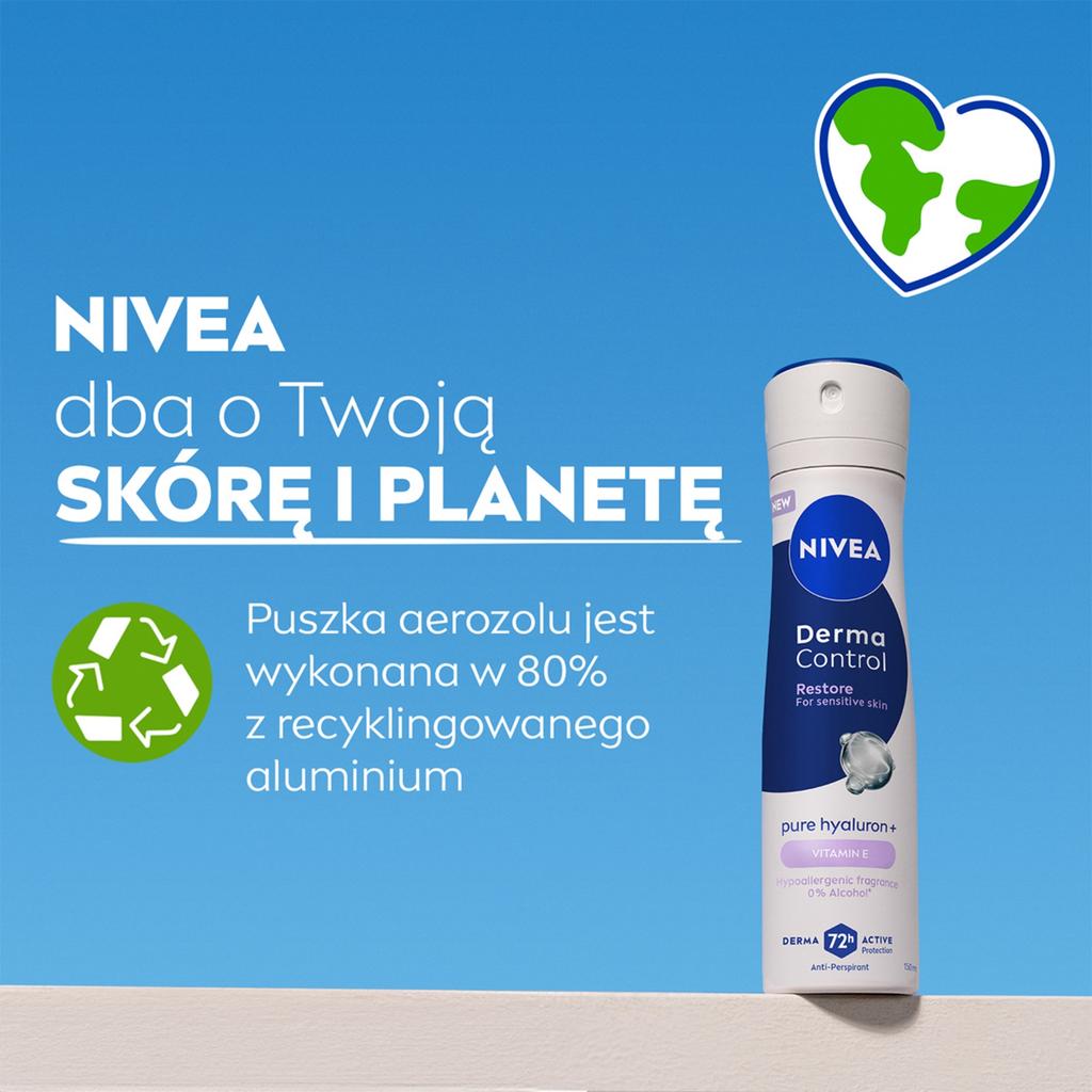Nivea Derma Control Restore Antiperspirant Spray 72H, Sensitive Skin, 150Ml