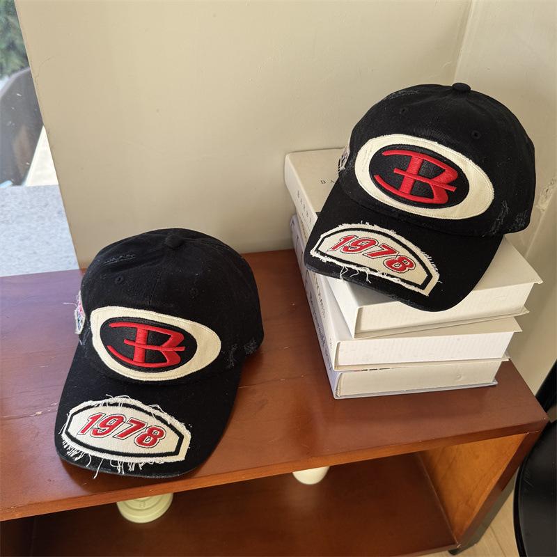 American Trendy Brand Heavy Industry Letter Baseball Cap Female Deepened Wide Brim Soft Top Racing Cap Outdoor Hip Hop Cap Male