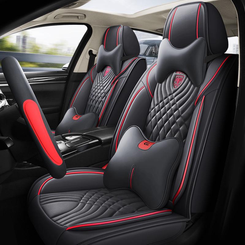 Universal Leather Car Seat Cover & Cushion for All Seasons - Winter Model