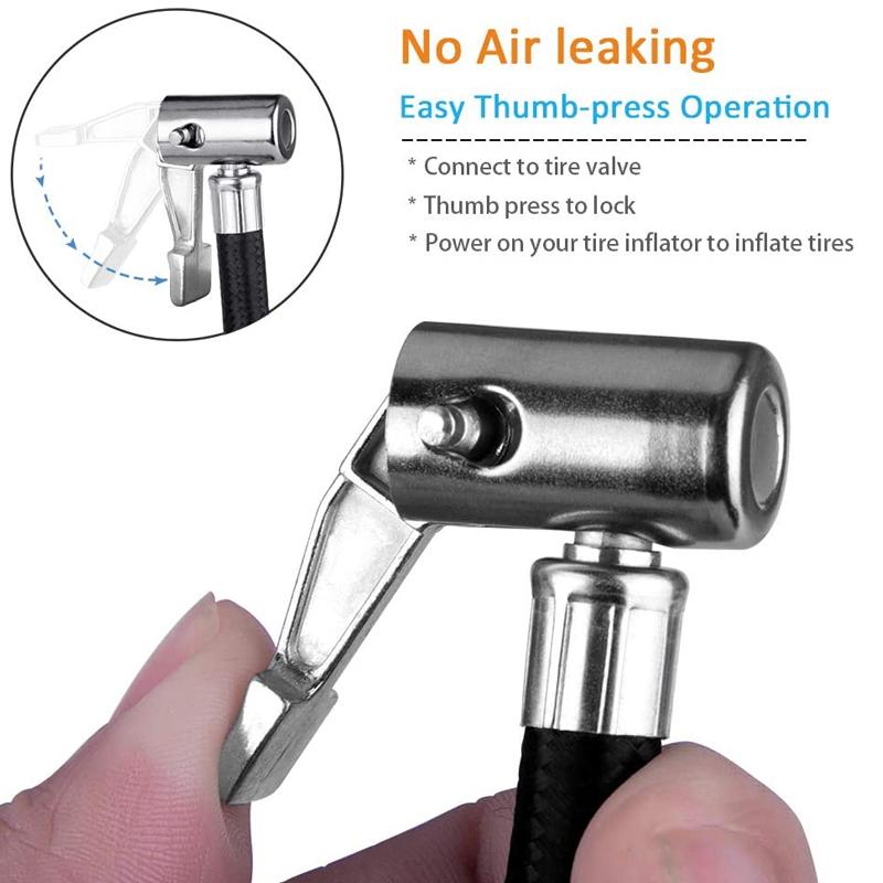 Autoreifen-Füllschlauch, aufblasbarer Luftpumpen-Verlängerungsrohradapter, Drehreifenanschluss, Verriegelung, Luftfutter für Fahrrad, Motorrad