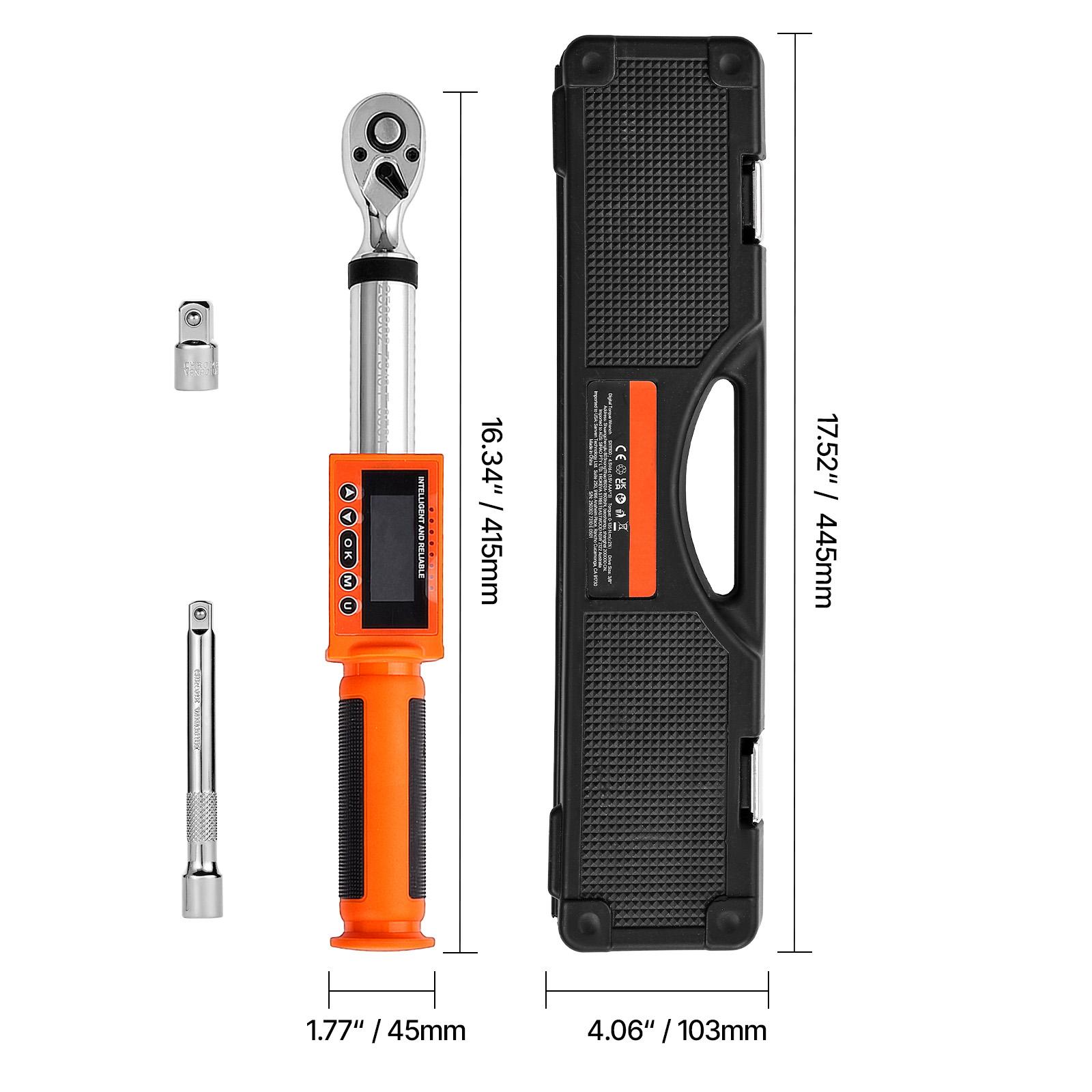 

SucceBuy Digital Torque Wrench Set 2 Pieces1/2 3/8 Inch Drive 72-Tooth ±2% Torque Wrench w/Preset Value Buzzer LED Motorcycle
