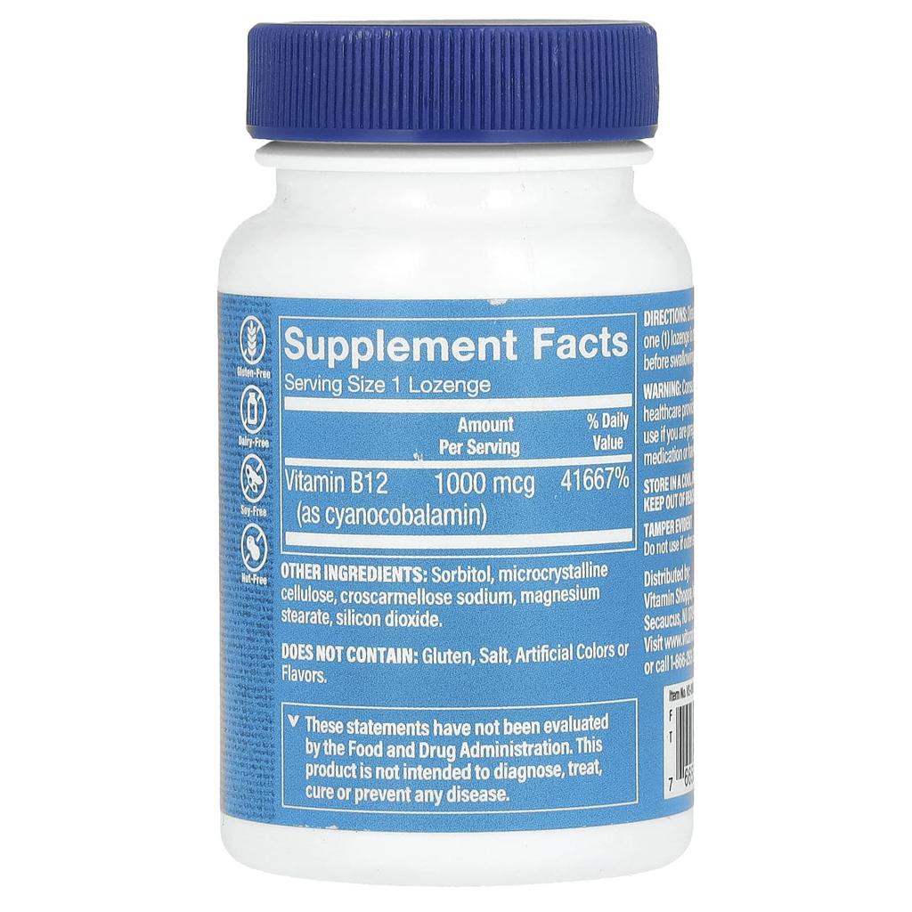 The Vitamin Shoppe, Vitamin B12, 1,000 mcg, 100 candy tablets