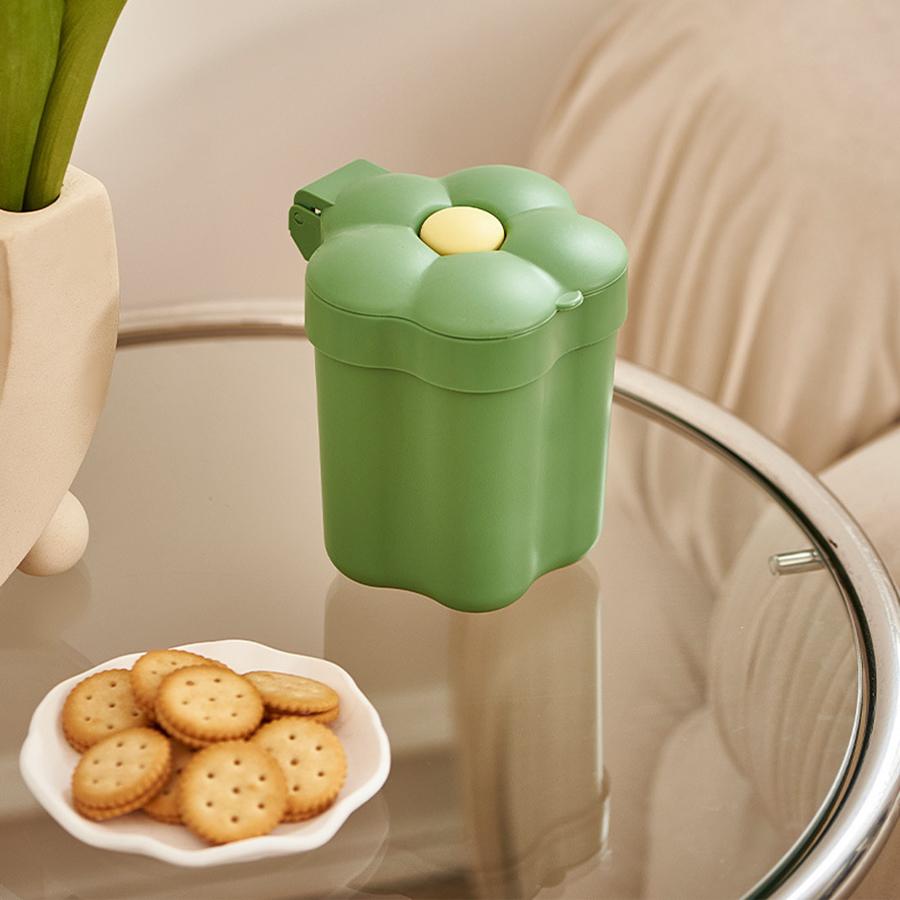 1PCS Flower Desktop Wastebasket Household Cute Mini Storage Bin Bedroom Small with Lid Large Opening Paper Basket