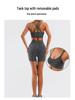 TK High Waist Seamless Yoga Set: Stretchy Three-Quarter Shorts & Sexy Bra with Chest Pads for Women