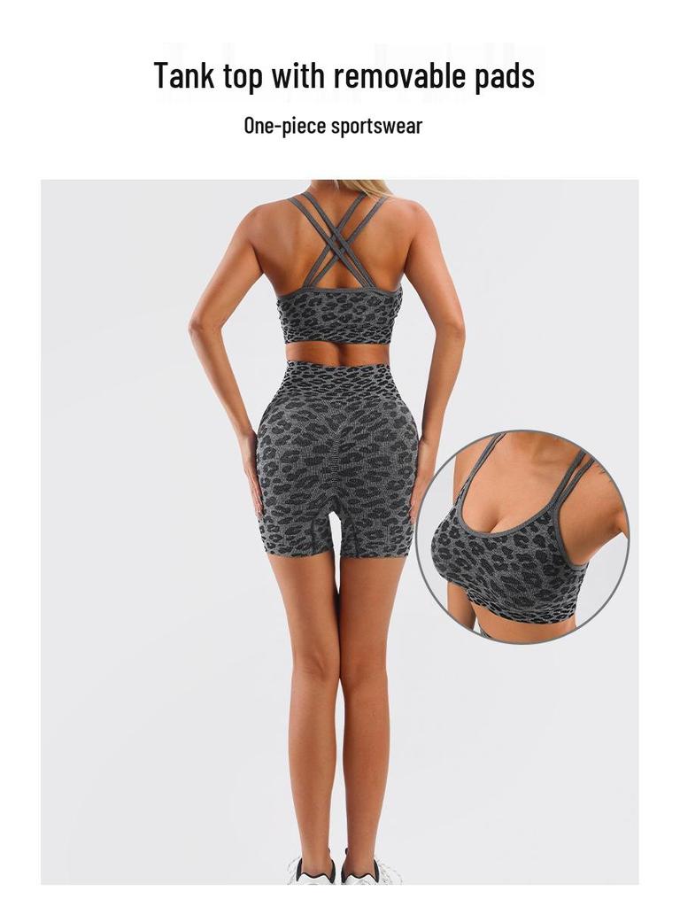 TK High Waist Seamless Yoga Set: Stretchy Three-Quarter Shorts & Sexy Bra with Chest Pads for Women