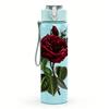 1PC Deep Red Watercolor Rose Graphic,750ml Color Plastic Sports Water Bottle,Leakproof Flip Straw Lid,Suitable for Sports Office Home Use