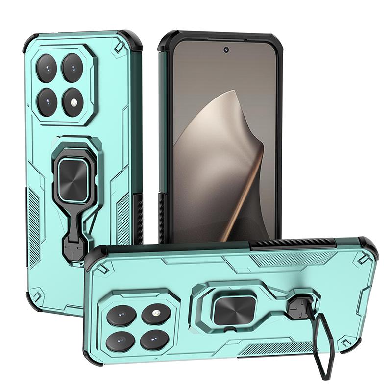 KEYSION Shockproof Armor Case for Xiaomi 15T Pro Silicone+PC Upright Metal Live Ring Stand Phone Cover for Xiaomi 15T 15T Pro 5G