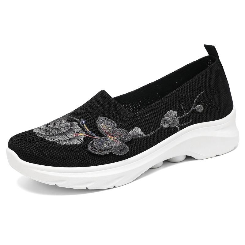 Shoes women's shoes new TEMU large size single shoes embroidered fashion casual shoes flying woven breathable lazy shoes wholesale
