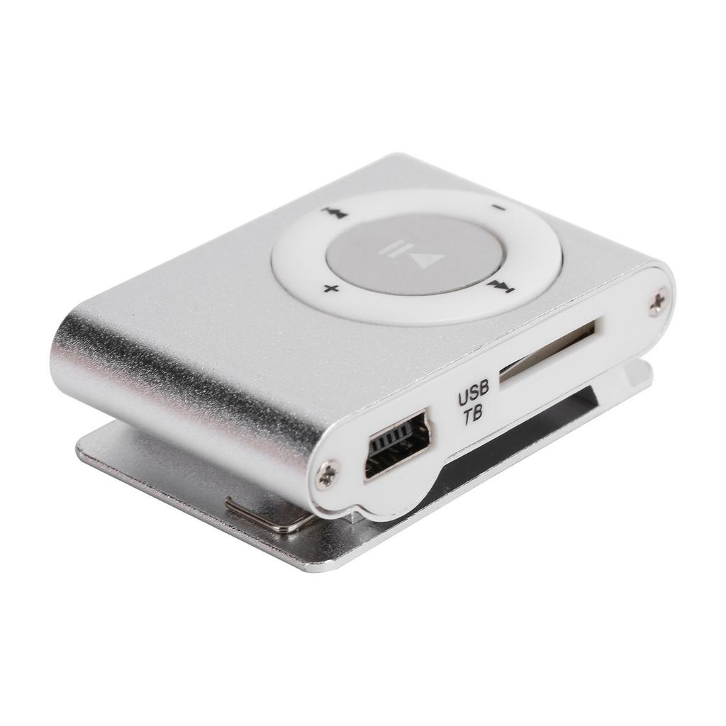 Portable Digital Music Media Player MiniMP3 BackClip Player with Earphone and USB Cable(Silver )