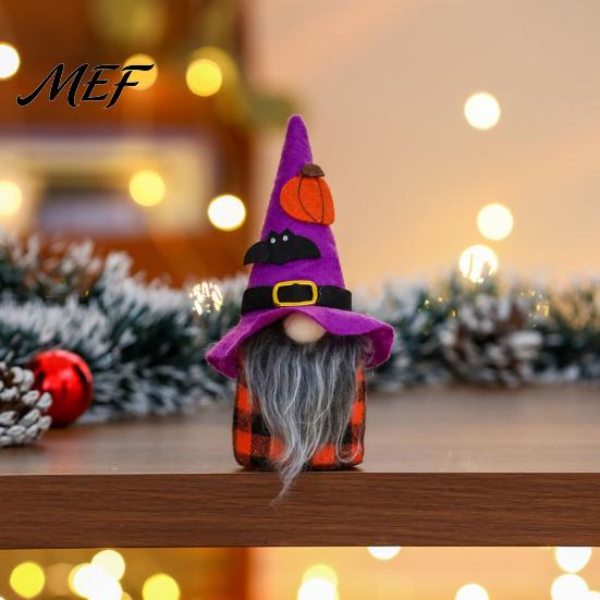 Handmade Felt Gnomes with Hats Halloween Plush Gnome Decoration, Spooky Witch Hat Swedish Tomte Elf Figurine, Soft Fabric Collectibles Mini