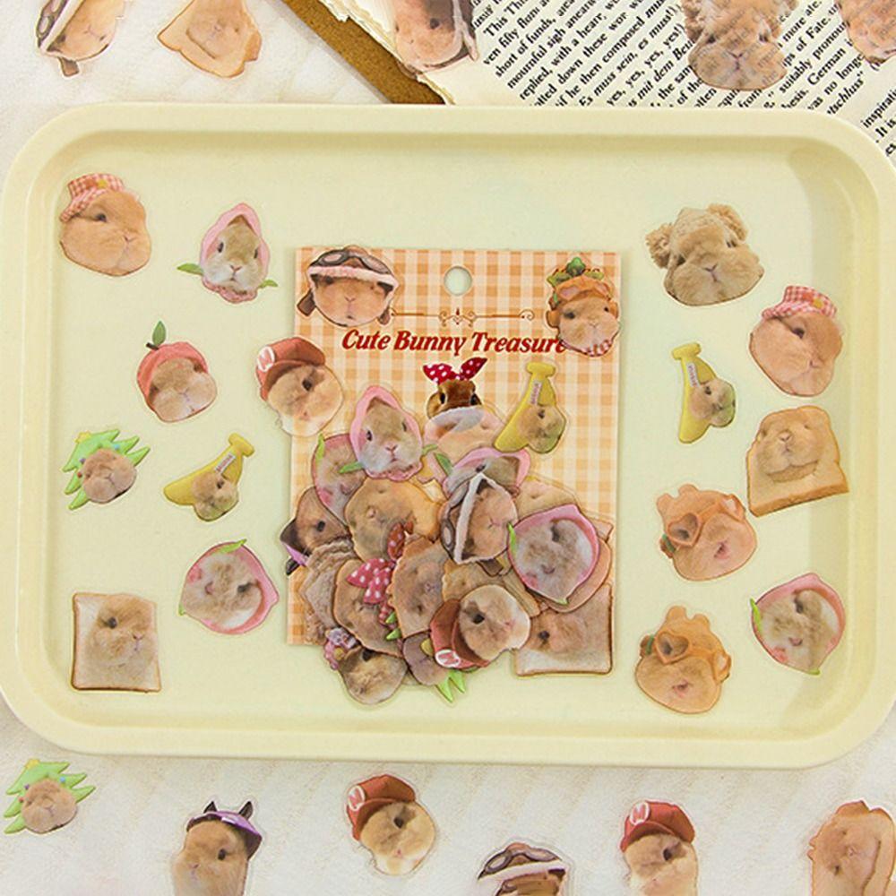 40 Sheets/Bag Kitty Cartoon Animals Stickers Playful Ledger Material Creative Stickers Scrapbooking
