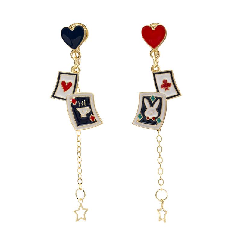 

Серьги-подвески с эмалью Poker Bunny Theme, милый подарок