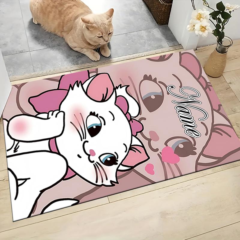 Custom Name Pink Cats Theme Carpet Rug Customizable Soft Washable Anti-Slip Home Living Room Sofa Mats Personalized Rug. 0909415