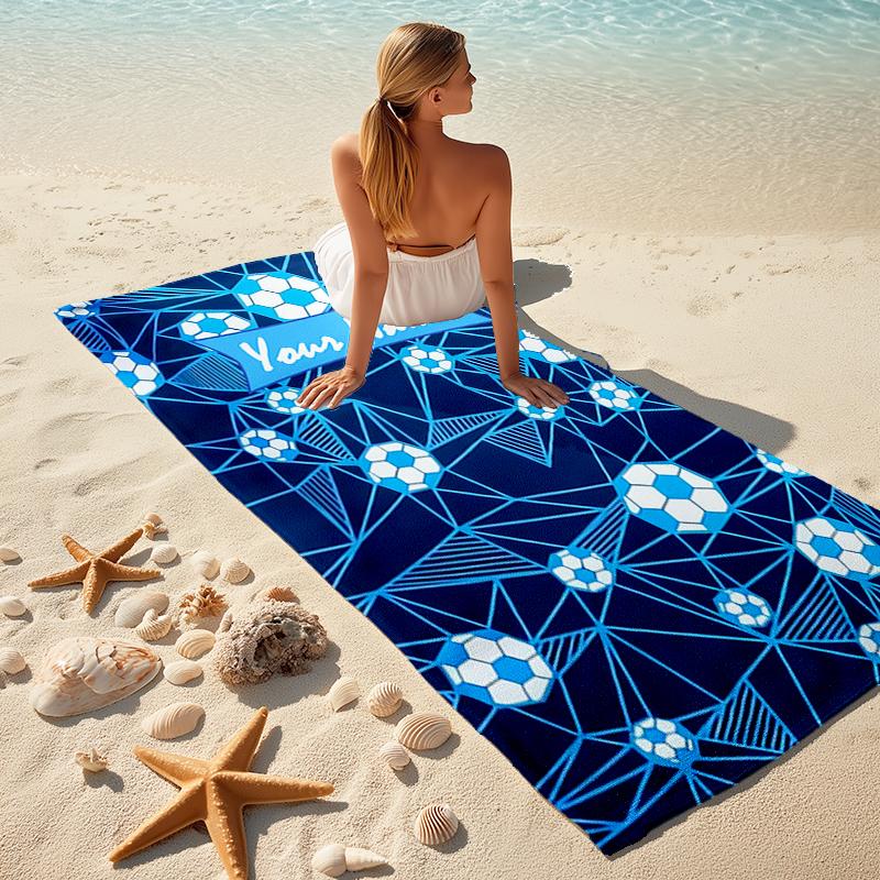 1PC Custom Name Soccer Ball Beach Towel Highly Absorbent And Sand-Resistant Towel for Swimming, Pool, Yoga, And Travel Lightweight