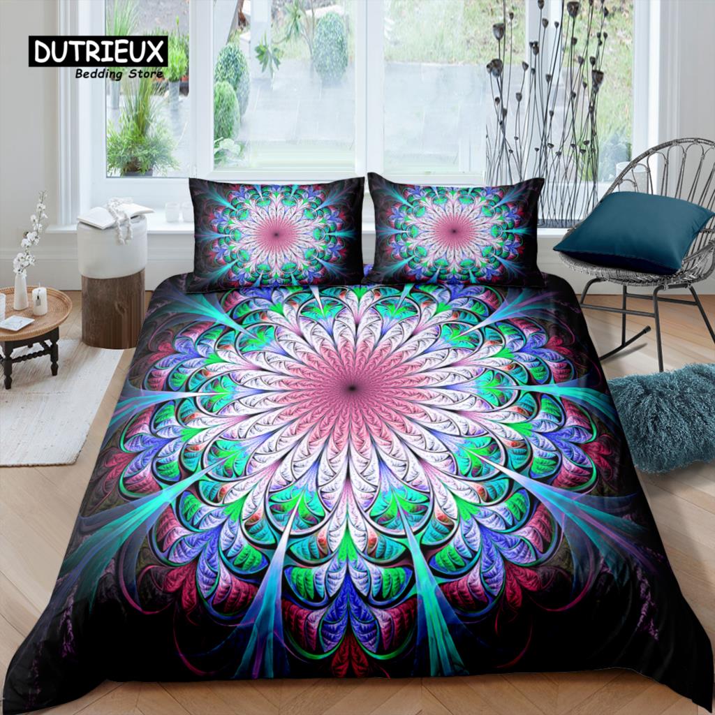 Home Living Luxury 3D Floral Lace Bedding Set Mandala Duvet Cover Pillowcase Queen and King EU/US/AU/UK Size Comforter Bedding