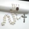 8mm Prayer Beads Rosary Necklace Mary Jesus for Cross Pendant Catholic Necklaces Religious Jewelry Women Charm Gifts