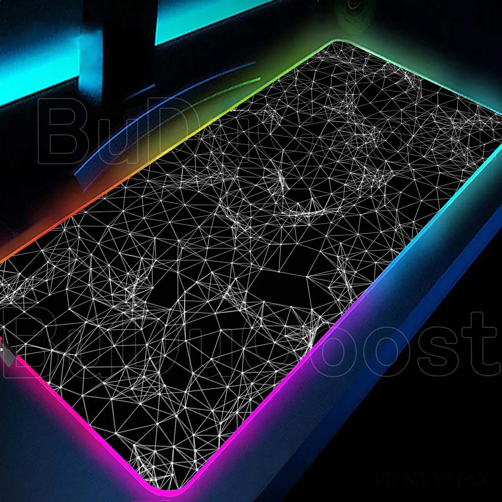 RGB Cool Geometric Shape Starry Sky Mouse Pad Gaming Geometry Luminous Anti Slip Computer Office Rubber Cool Mouse Pad Desk Pads
