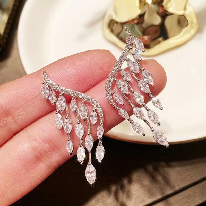 New Arrival Fashion Angel Wings Opening Ring for Women Luxury Shiny Full of Zircon Wedding Bangle Jewelry Party Accessories Gift