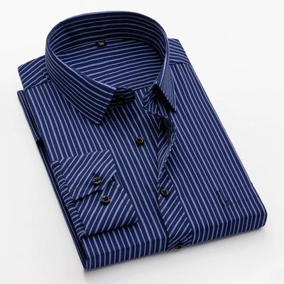 Spring Autumn Striped Men Shirts Long Sleeve Regular Fit Classical Male Casual Shirt with Front Pocket