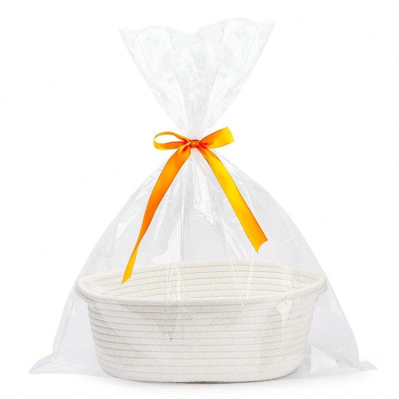 1 Cute Woven Storage Basket With Handle, Suitable For Gift Giving, Storage Decoration Organizer Toy Storage Basket