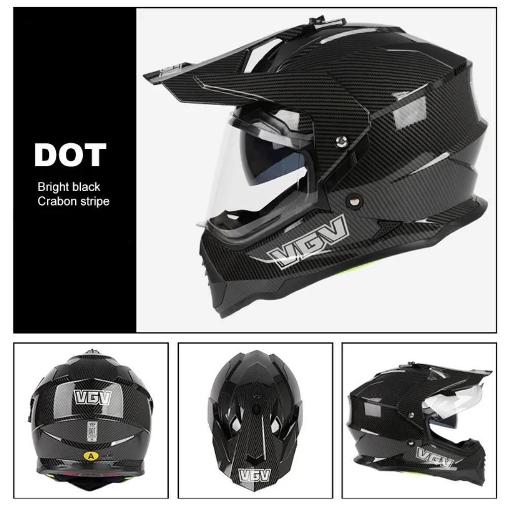 Full Face Off-Road Motorcycle Helmet with Windproof Face Shield and Integrated Sun Visor, DOT & ECE Certified, Lightweight ABS C