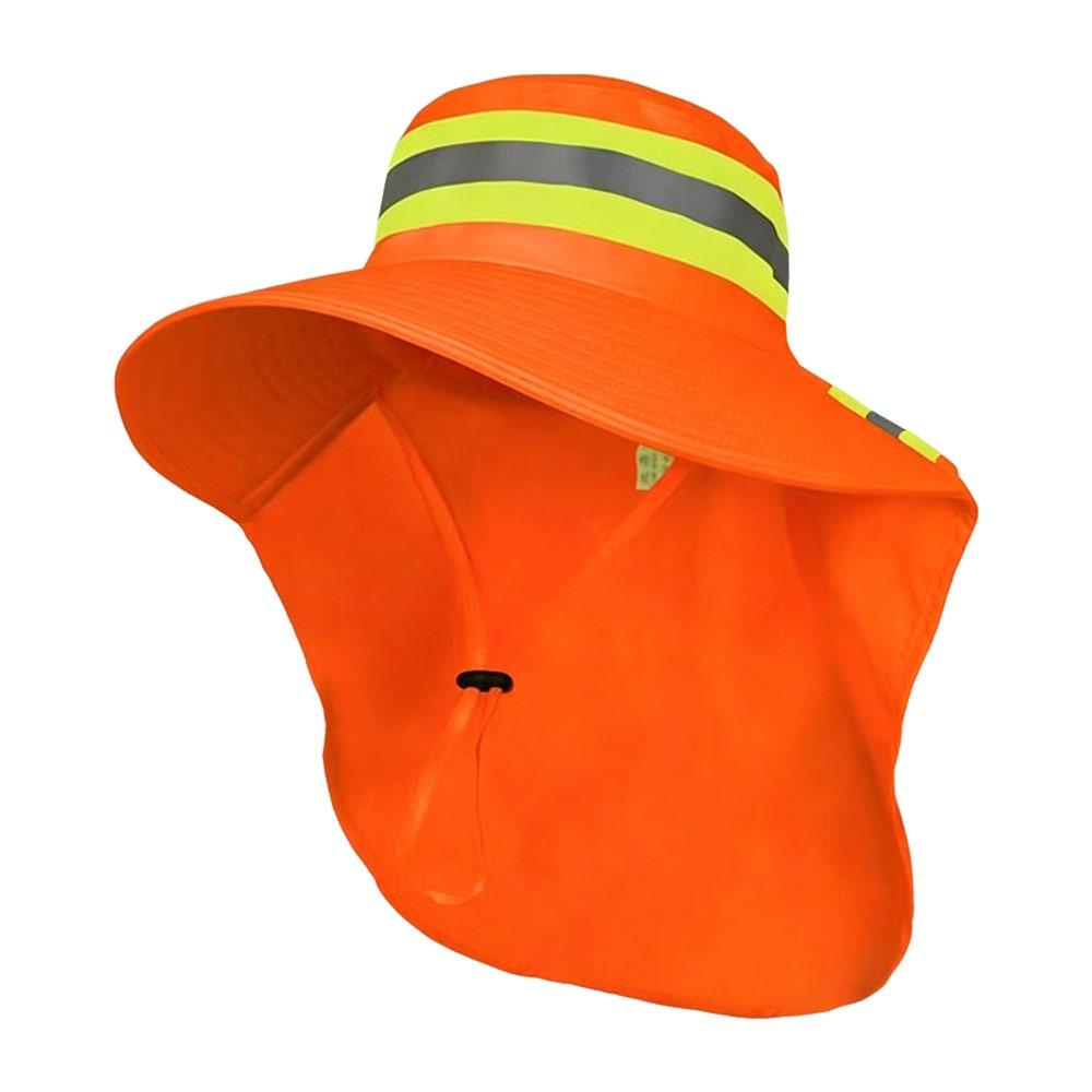 New Summer Reflective Sun Hat Large Brim Breathable Bucket Hat Neck Shawl Anti UV Worker Outdoor Hat Sanitation Worker
