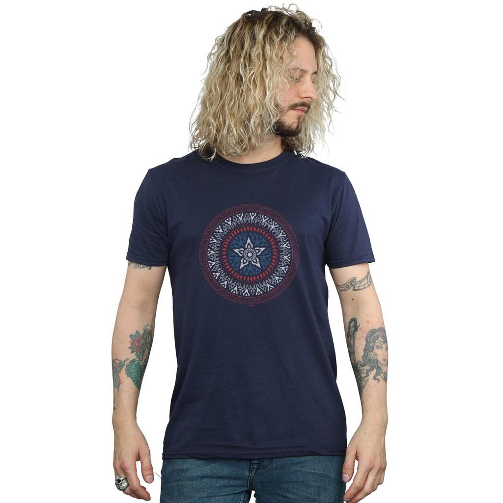 Marvel Mens Captain America Ornamental Shield T-Shirt