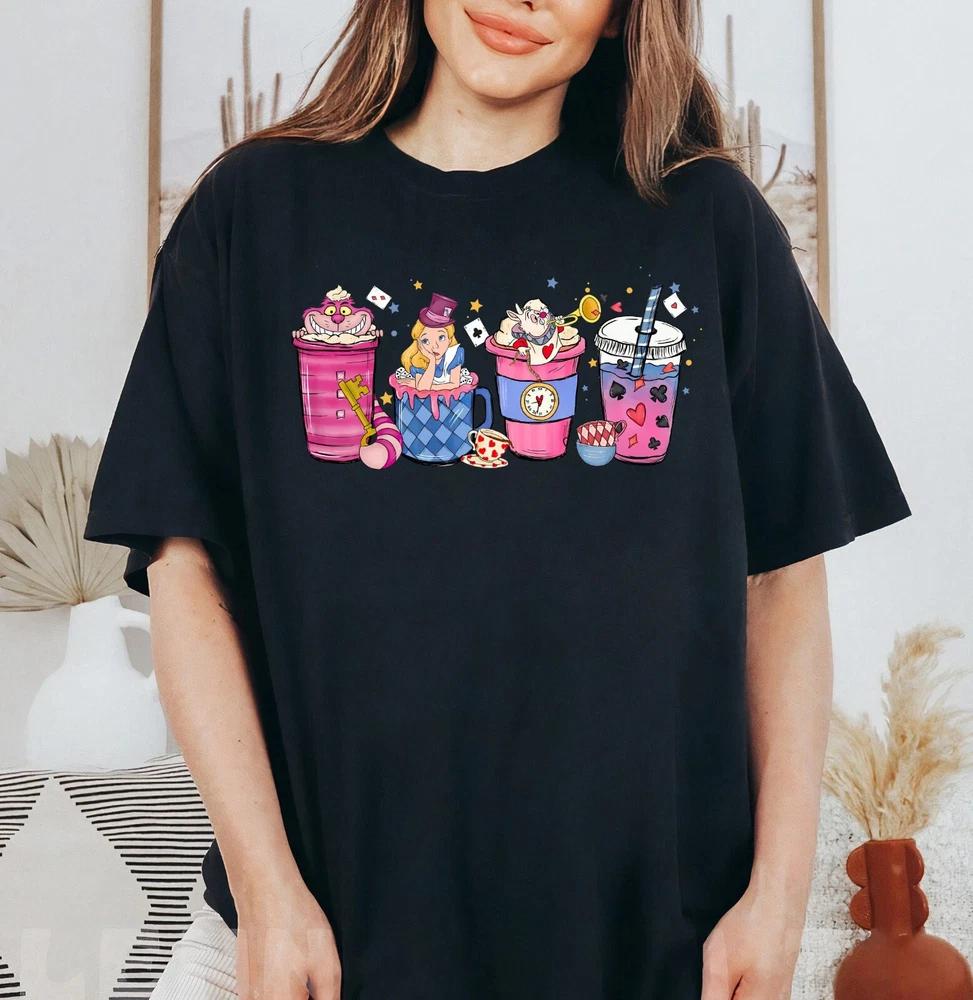 Alice In Wonderland Coffee Latte Cup Shirt Unisex Adult S