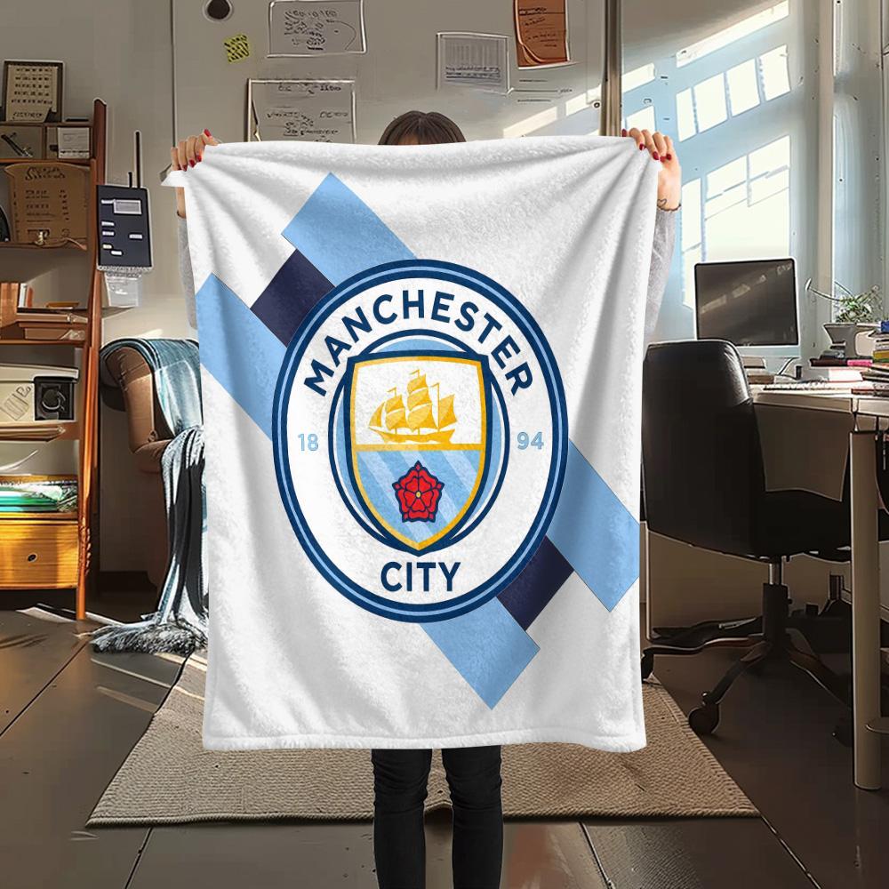 Manchester City Football Club Flannel Blanket, High quality Comfortable for All Seasons, Home Decor, Warmth and Comfort